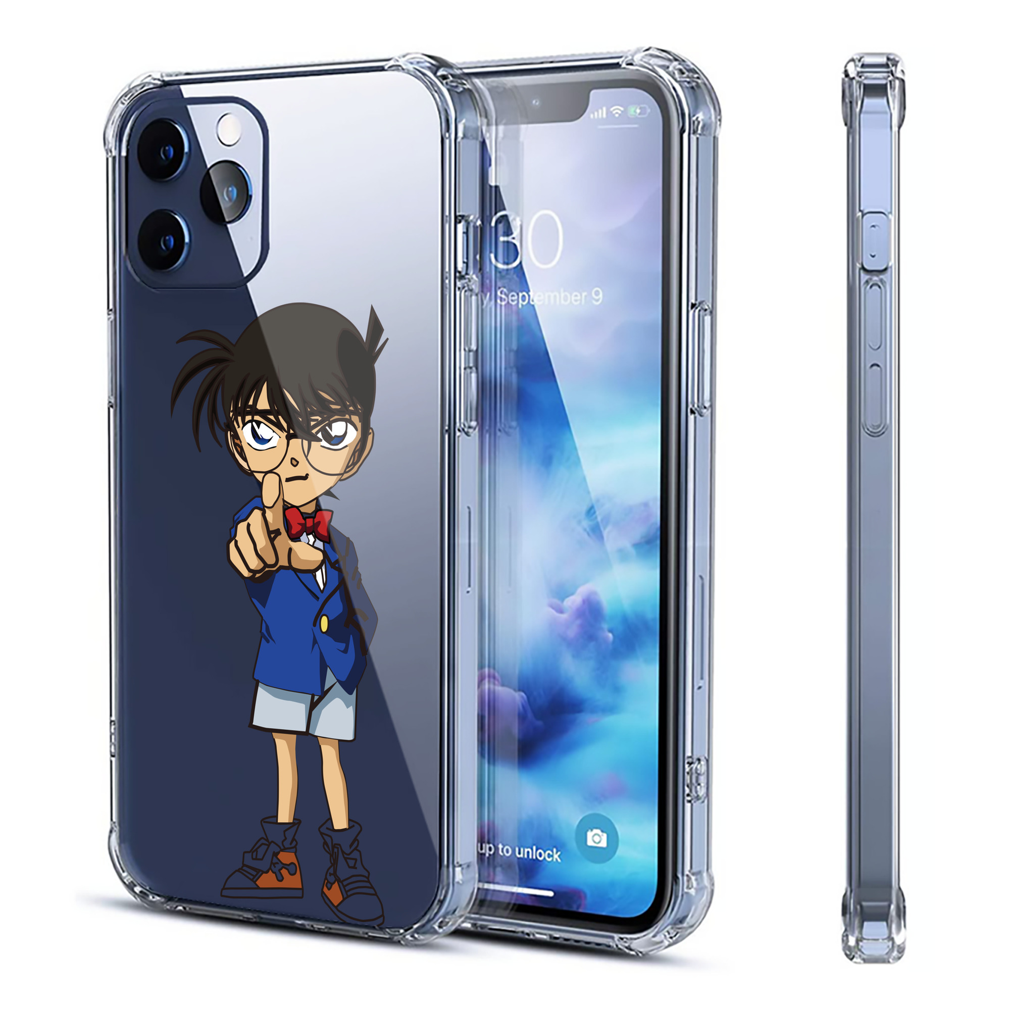 （画像用） 名探偵コナン 江戸川 コナン Detective Conan Conan Edogawa 【iPhone 12シリーズ対応】透明スマホケース（クリアソフトケース）